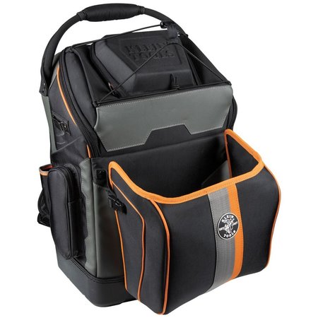 KLEIN TOOLS Backpack, Ironworker and Welder Backpack, Black/Orange, 27 Pockets 55665